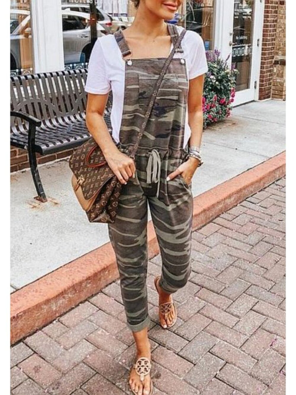 Z Supply Camo Overalls Olive Green Camouflage Distressed Edgy Jumpsuit Romper XS